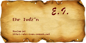 Ehr Iván névjegykártya